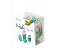 folia Washi - Pegatinas de cactus troqueladas (papel de arroz, 200 unidades), carbón, talla única