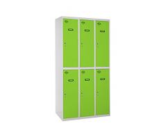 SimonRack SIMONLOCKER Prof. Mon. Tandem 3/6 400 (1200) GR/VE Taquilla Metalica, Gris/Verde, Grande