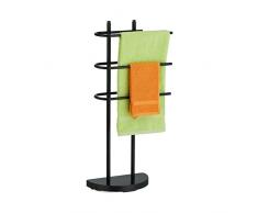 Relaxdays Toallero de Pie con 3 Barras, Metal, 83 x 39 x 18 cm, Soporte para Colgar Ropa, Portatoallas de Baño, Negro, 100% Hierro