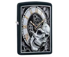 Zippo Encendedor de Bolsillo diseño, Unisex Adulto, Reloj de Calavera Negro Mate, Talla única