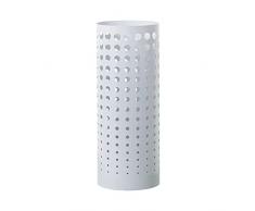 DRW Paraguero Redondo de Metal en Blanco Ã19x49cm