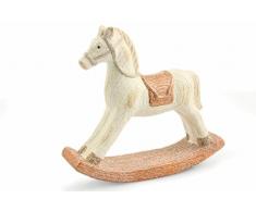 Villa d Este Xmas Chic Caballo de balancín, cerámica, Crema, 6 x 21 x 19 cm