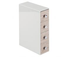 InterDesign RealWood organizador de maquillaje | Caja organizadora para cosméticos con 4 cajones | Mini cajonera horizontal o vertical | Plástico/madera gris