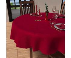 Soleil docre, Luxury - Mantel Redondo Antimanchas (180 cm), Color Rojo