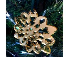 Super Cool Creations Copo de Nieve Esponjoso Espejo Dorado Decoraciones de árbol de Navidad - Pack de 10