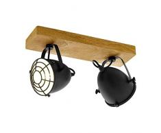 EGLO Gatebeck Lámpara de Techo con focos E14, 40 W, Negro, Madera