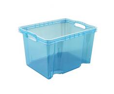 keeeper Caja de Almacenaje con Asas Integradas, Tamaño: M, 35 x 27 x 21 cm, 13,5 l, Franz, Azul Transparente
