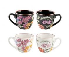 H&H Caroline - Juego de 6 tazas de cafÃ© (80 cc, color negro y blanco