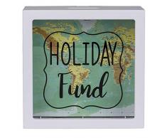 ootb Hucha Blanca de plástico, Holiday Fund, diseño Mapa del Mundo, 15 cm