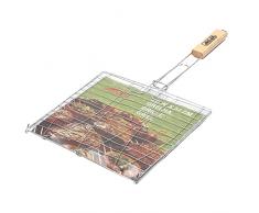 Cesta para barbacoa con mango de madera, 28 x 32 cm