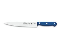 3 Claveles Uniblock - Cuchillo Filetear profesional 20 cm, Acero Inoxidable, mango ergonÃ³mico Azul, para filetear pescado