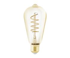 EGLO LED E27 regulable, LED en espiral, bombilla vintage ámbar para iluminación retro, 4 vatios (equivalente a 25 vatios), 245 lúmenes, blanco cálido, 2200k, foco Edison ST64, à 6,4 cm