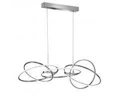 WOFI - Lámpara de interior para salón, lámpara colgante, lámpara colgante, lámpara colgante, lámpara, cromo, regulador de intensidad, moderna, de aluminio, 37 W