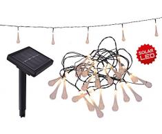 NÃ¤ve Leuchten LED Solar Luz Cadena gota, plÃ¡stico, 1Â W, Negro, 685Â x 3Â x 8Â cm