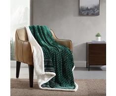Eddie Bauer - Manta de Felpa Ultra Suave para decoración del hogar, Ropa de Cama Reversible Sherpa para Todas Las Estaciones (Verde Isla Fair, 50 x 60)