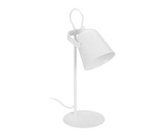 Relaxdays Lámpara Escritorio Mate, para Oficina, Luz Mesita Noche Metal Tulipa Orientable, 39 x 15 cm, Rosca E14, Blanco, 90% Hierro 10% algodón