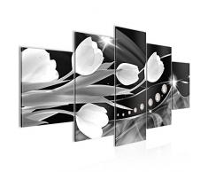 Runa Art imágenes flores tulipanes Wandbild 200 x 100 cm Vlies - lienzo XXL formato Wandbilder salón vivienda Deko Kunstdrucke gris 5 piezas - Made in Germany - terminado de colgar 201751c