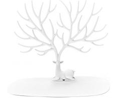 Qualy QL10171W Deer Accessories - Soporte para joyas y accesorios (tamaño pequeño, 15,2 x 24 x 22,3 cm), diseño de ciervo, color blanco