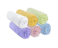 Juego de 6 sábanas de 40 x 80/40 x 90 cm, Cama de bebé, Cuna, capazo, 100% algodón, Multicolor, Extensible Transpirable, sueño Saludable | Marca Easy Dort | Certificado Oeko-Tex | Fabricado en Europa