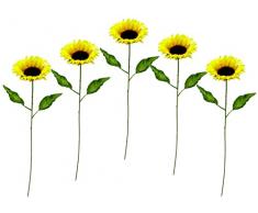 Juego de 5 Girasoles Artificiales de una Sola Flor, Rama, Tallo Individual, Rama de otoño, Flores otoñales, decoración de otoño, Flores Artificiales, Flores de Seda, Flores de plástico, Ramas