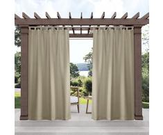 Exclusive Home Cabana - Panel de Cortina de filtrado de luz sÃ³lido para Interiores y Exteriores, 54 x 144 Pulgadas, Gris Pardo, Juego de 2