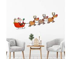 Ambiance Sticker Stickers Adhesivos Navidad | Adhesivo Adhesivo PapÃ¡ Noel y Sus RenosÂ âÂ decoraciÃ³n de Pared Fiestas de Navidad | 30Â x 75Â cm