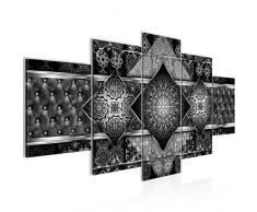 023553a Imagen abstracta de mandala â Lienzo XXL formato pared imágenes de salón decoración de impresiones artÃsticas negro 5 piezas â Fabricado en Alemania â listo para colgar