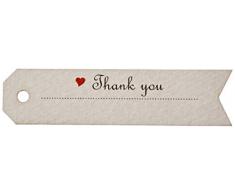 Mopec X641.3 Tarjeta flecha Thank you corazÃ³n, 6.5 x 1.5 cm, Pack de 51, Cartulina, Multicolor
