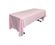 La Lino Gingham a Cuadros Rectangular Mantel, poliÃ©ster, Rosa/Blanco, 152.4 x 305 x 0.04 cm