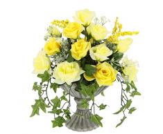 Rosas en la Copa, Flores Artificiales, Rosas Artificiales, Rosas Artificiales, Ramo de Rosas Decorativas, Rosas de plástico, Rosas como Flores de Seda, Flores Decorativas Artificiales