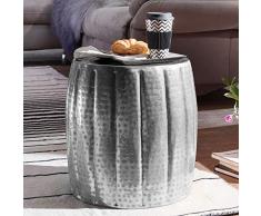 Wohnling mesa auxiliar Jamal 38 x 42 x 38 cm Aluminio Plata redondo con motivos orientales, pequeño sofá mesa metal, Diseñador estante mesa Modern, anstell mesa estrecho, Salón Mesa Mesa, 47 x 47 x 48 cm