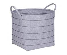 Wenko Cesta de almacenamiento Nella XL, cesto de fieltro calidad, poliéster 100 % de fácil cuidado en color gris, bordado decorativo y 2 asas para un cómodo transporte, 129 L de volumen, à 58 x 49 cm