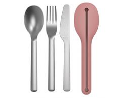 Berghoff 3950130 Cuberteria 3 piezas con funda de silicon, acero inox con funda rosa