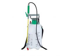 Relaxdays Fumigadora Pulverizador 5 litros, A presión, Rociador Jardín, Manguera y Lanza, 3 Bar, 44cm, Plástico, Blanco