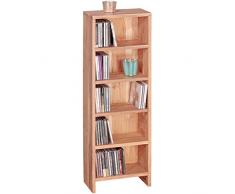 Wohnling CD estantería madera maciza acacia Estantería 90 cm de altura CD de retención 5 Föcher estante oscuro de color marrón rústico estilo de diseño oficina - Estantería de pie 4 estantes 30 cm de ancho de madera real Producto natural