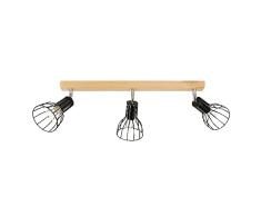 Homemania HOMBR_0050 Aplique de Pared Foco Olmo Cage, Madera, Metal, Negro, 52 x 10 x 19