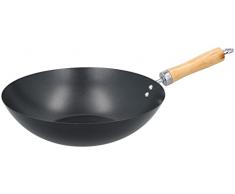 alpina SartÃ©n wok de 30 cm, con revestimiento antiadherente, sartÃ©n de acero inoxidable con mango de madera, no apta para inducciÃ³n, color negro