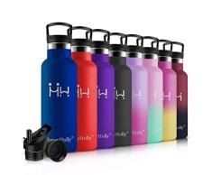 HoneyHolly Botella de Agua, Botella Acero Inoxidable 500/750/1000ml, Aislamiento de VacÃo de Doble Pared, Botellas de FrÃo/Caliente, sin bpa, Botella Reutilizable para Niños Gimnasio Bicicleta