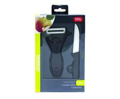 EASY MAKE kd3118Â Cuchillo con pelador, ABS/cerÃ¡mica Negro/Blanco 12,50Â x 7,60Â X 1,80Â CM