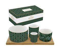 Charleston - Juego de 4 tazas de porcelana con bandeja de bambÃº