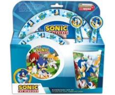 Set vajilla infantil reutilizable apta para microondas compuesta por vaso, plato, cuenco y cubiertos de Sonic