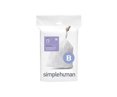 SIMPLEHUMAN Set Basura (B) 6 L, Blanco â CÃ³digo B, 1 paquete de 30 | 30 Bolsas