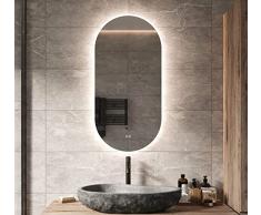 Schaere Espejo de baÃ±o Ovalado con iluminaciÃ³n LED Regulable con Cambio de Color y calefacciÃ³n por Espejo, 50 x 100 cm, Serie 8020