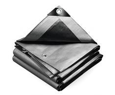 VOUNOT Lona Impermeable Exterior 4x6m, Toldo Reforzado PE 240 g/m² Protección contra UV, con Ojales de Acero Inoxidable para Leña, Muebles, JardÃn, Piscinia, VehÃculos, Gris-Negro