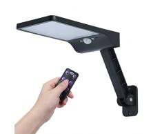 COLBOR Foco Solar Exterior, Farolas Solares LED Pared JardÃn con Sensor de Movimiento con 3 Modos Ajustables IP65 Farolas Potente Impermeable con Control Remoto, Foco-Solar-Exterior-Farola-Luz