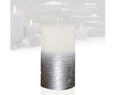 Candelo - Vela de Navidad rÃºstica (12 cm de largo, 54 horas de combustiÃ³n, para corona de Adviento, diseÃ±o rÃºstico, color blanco metÃ¡lico y plateado
