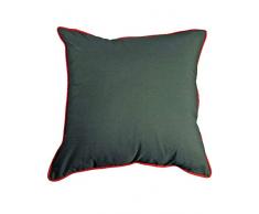 Home Cassiopee top80pe-antrub - Juego de 2 Fundas de Almohada 80 Hilos percal Antracita/Rojo 65 x 65 cm