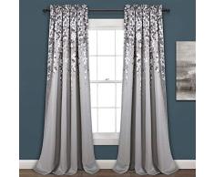 Lush Decor Juego de Paneles de Cortinas de oscurecimiento de Flores llorosas para Sala de Estar, Comedor, Dormitorio (par), 52 Pulgadas de Ancho x 84 Pulgadas de Largo, Gris