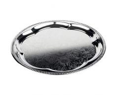 APS 394 - Bandeja para fiestas con borde enrollado, bandeja de acero inoxidable con superficie decorativa y borde decorativo, 53 x 32,5 cm, rectangular