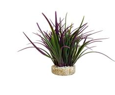Tyrol Planta de Acuario Artificial - Planta de Plástico para Acuario sobre Base Pesada para Adorno y Decoración - Arbusto Color Otoño Rojo Medio